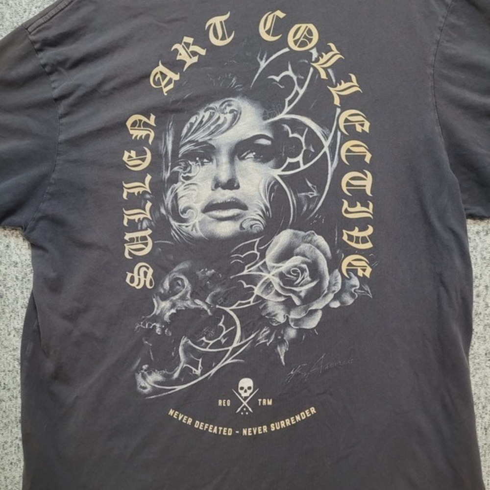 Sullen Art Collective Art T-Shirt Skull Rose‎ Tattoo XL Gothic FLAW